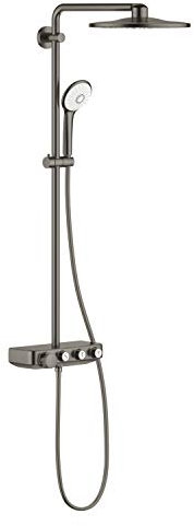GROHE Euphoria Smartcontrol 310 Duo, Duschsystem mit Thermostatbatterie (wassersparende Regendusche, Duschkopf mit 2 Strahlarten, inkl. Duschablage, Verbrühungsschutz), anthrazit, 26507AL0