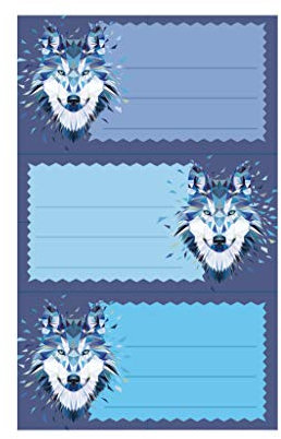 Herlitz 50028214 Buchetiketten, Motiv: Wild Animals Wolf, 1 Packung