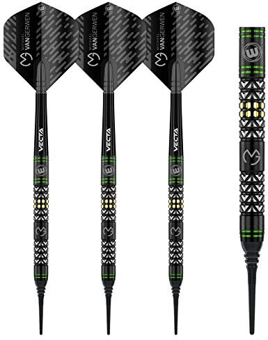 WINMAU Michael Van Gerwen MvG Vantage Tungsten Softip Darts Set 18 Gram with Prism Flights and Vecta Shafts (Stems)