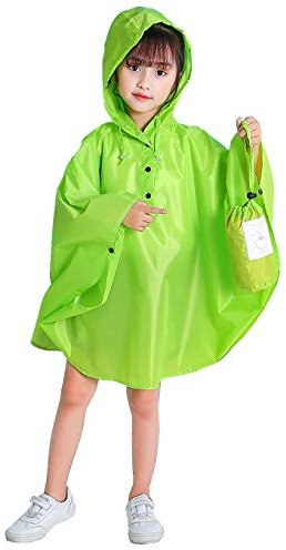 Regenjacke Kinder Mädchen Fahrrad Regencape Wasserdicht mit ärmeln Regenmantel Atmungsaktiv Gelb Unisex Regenbekleidung Schule Grünes Gras/L