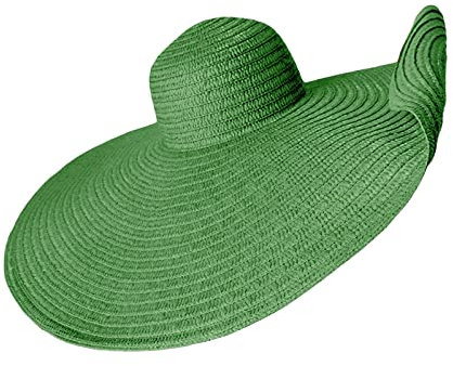 GOWEGB Grand chapeau de plage pour femme avec écran solaire - Chapeau de paille de protection solaire à large bord - Chapeau de soleil surdimensionné (A-vert), a-vert, taille unique