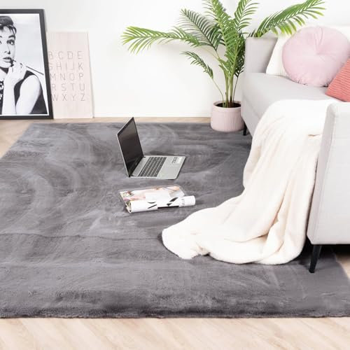 FRAAI | Home & Living Hochflor Teppich - Comfy Supreme Anthrazit - Shaggy, Einfarbig - Modern, Skandinavisch - Wohnzimmer, Esszimmer, Schlafzimmer - Fellteppich - Carpet