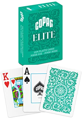 Copag Elite - Carte da gioco 100% in plastica, dimensioni da poker (standard), con indice Jumbo (verde)
