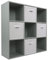 Charles Jacobs Grey 9 Cube Storage Shelving Unit + 4 White Fabric Drawers