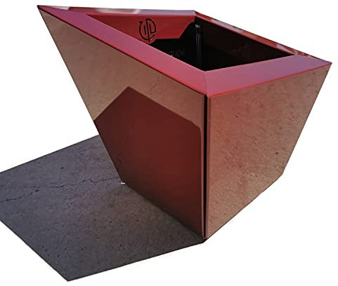 InterLock, Pot de Fleurs en Aluminium-Composite, Couleur (Bourgogne Brillant), Pan coupé évasé, Dimensions au Sol 20x20 cm Hauteur 30-25-20 cm Fabrication française.