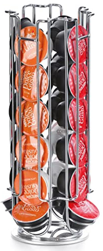 COBB INDUSTRIES® - Hathor CH0028 - Porte Capsules Rotatif Tournant Distributeur Présentoir pour 24 capsules Dolce Gusto Acier chromé