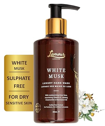 L'amour Natural | White Musk | Luxury Hand Wash | Essential Oils | Sulphate Free | Gentle for dry and sensitive skin | 250mL