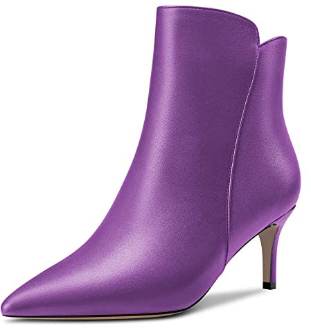 Castamere Donna Spillo Medio Gattini Tacco Heel a Punta Stivaletti Cerniera Slip-on Classico Dress Ufficio 6.5 CM Heels Stivali Viola Matte 43 EU