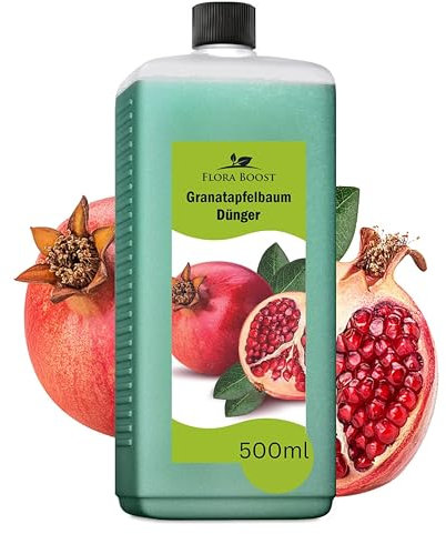 Konfitee Granatapfelbaum Dünger Flora Boost 500ml I Für bis zu 100L Gießwasser I Obstbaum Dünger für Granatapfel Pflanzen I Flüssiger Blatt- & Wurzeldünger I 100% natürlicher Pflanzendünger