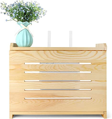 HUALU Scaffale del router Scaffale del router in legno Montaggio a parete Scatola di immagazzinaggio del router WiFi Coperchio del router del cavo del modem Ciabatta di alimentazione organizzata Gesti