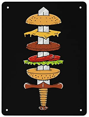 30 x 20 cm Schwert Hamburger Blechschild Vintage Poster Malerei Metallbild Eisen Schilder für Zuhause Wand Bar Dekor