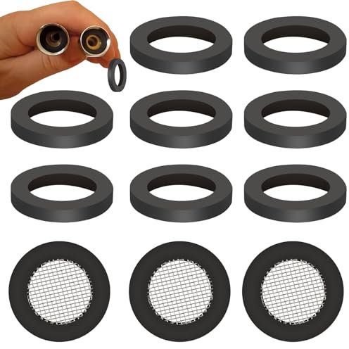 Lot de 50 joints d'étanchéité pour tuyau de douche - Rondelles en caoutchouc noir - Avec filet filtrant pour tuyau d'arrosage et pommeau de douche - Diamètre intérieur : 19 mm - Diamètre intérieur :