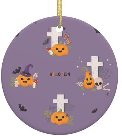 Kreis Weiß Keramik Hängende Weihnachtsbaum Dekoration Kugel Friedhof Grab Kreuz Kürbis Xmas Ornament Für Festliche Party Neujahr