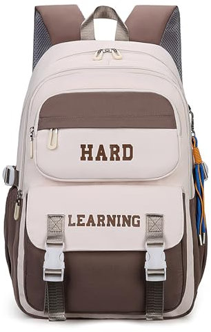 Tundwhite Schulrucksack Mädchen Teenager Rucksack Schule,Wasserdichter Tagesrucksack,15,6 Zoll Laptop Schulrucksack,Rucksack Damen,für Ausflüge, Uni, Schule u. Büro (Kaffeefarbe)
