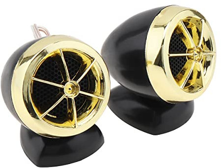 DriSentri Tweeters de Voiture, 2 Haut-parleurs de Voiture 1200W Tweeters Universels Mini Klaxon Musique Dôme Haut-Parleur Haut-Parleur Audio pour Système Audio de Voiture, Doré