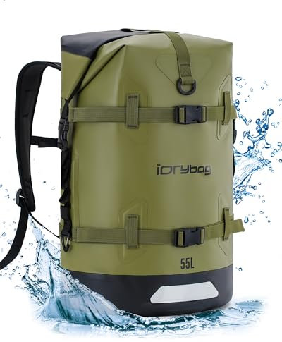 IDRYBAG Dry Bags Sac à Dos étanche pour Voyage Sacs étanches pour Kayak Sacs étanches pour Navigation de Plaisance Natation Voyage Paddle Boarding Sac à Dos étanche Submersible 35L/55L