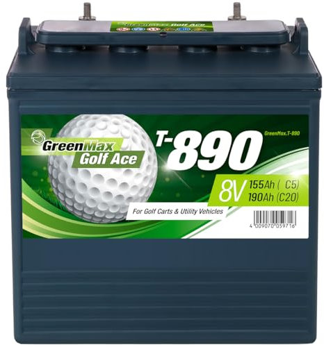 GreenMax Golf Ace T-890 (8V 190Ah) - Hochleistungs-Blei-Säure-Batterie für Golfcarts und Elektrofahrzeuge - Zuverlässig, Langlebig, Effizient, 99% Recycelbar