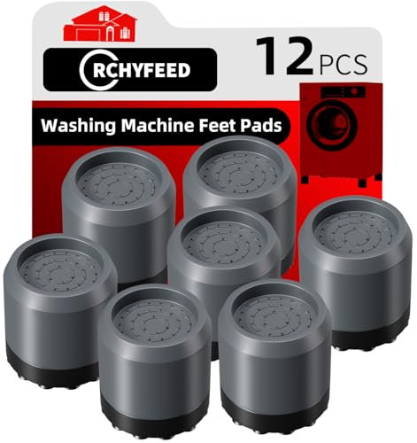 RCHYFEED 12 Pcs Washing Machine Feet Pads,Slip Noise Cancelling Anti Vibration Mat,Washing Machine Stabilizer for Washing Machines and Dryers (Gray)