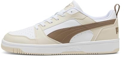 PUMA Rebound V6 Low Unisex Sneaker, Puma White Totally Taupe Alpine Snow, 43 EU