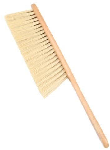 Sharplace Handbesen-Reinigungsbürste, weiche Borsten, Staubbürste zum Reinigen von Auto/Bett/Couch/Sofa/Garten/Möbeln/Kleidung, Holzgriff, Gelb