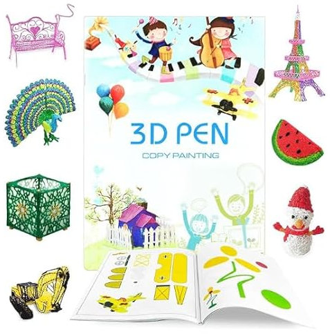 3D Stift Vorlagen Zubehör, 40 Muster Dickes Papier Vorlage, 3D Pen Vorlagen, 3D-Druck-Zeichenbuch, 3D Stift Vorlagen (40 Muster) Starterset Zubehör 1.75mm PLA Filament 10 Farben 5M (Kein Stift)