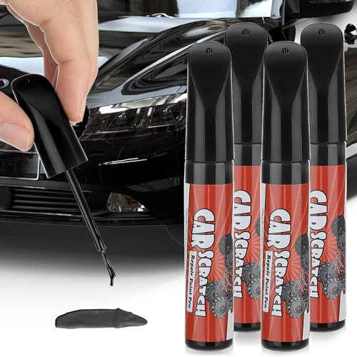 GEARLEADER 4PCS Car Scratch Remover Pen,Car Touch Up Paint Pen Car Paint Scratch Repair Pen,DIY Car Paint Repair Pen Natural & Waterproof Black