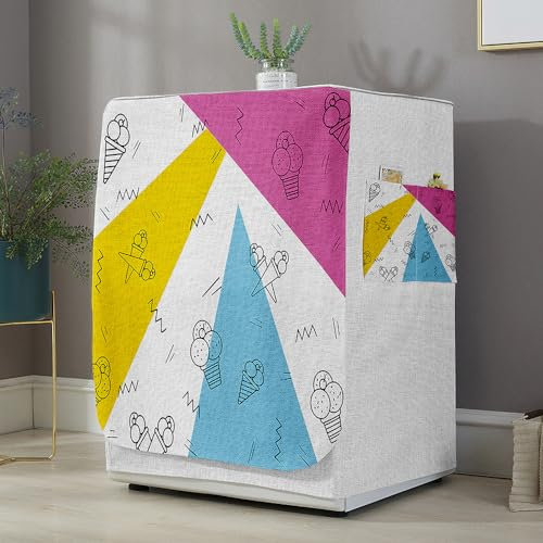 Highdi Housse de Protection pour Machine à Laver, Chargement Frontal Housse La Poussière avec Ouverture Frontale pour Linge Domestique (Capacité L 10.5~12KG,Glace 2)