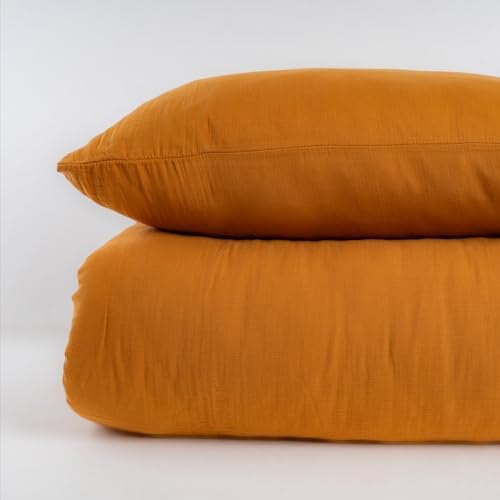 Strauss Home®Premium 155x220cm + 80x80cm Musselin Bettwäsche Braun 100% Baumwolle extra weich