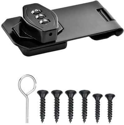 Garegce Cabinet Password Hasp Locks, Cabinet Locks Hasp Latch 3-Digit Keyless Password Combination Lock 4 Inch Mechanical Password for Cabinet Door Latch, Bathroom, Garden - (Black-1PC)