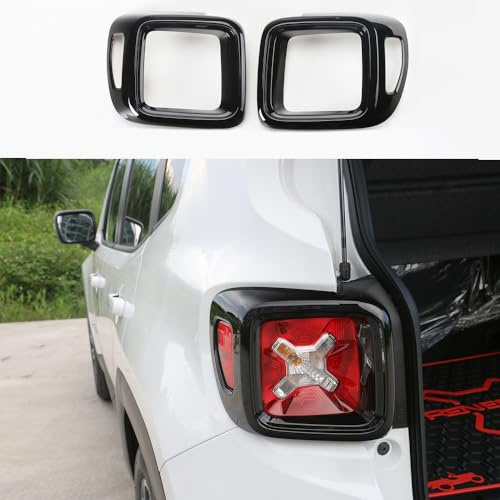 2PCS Rückleuchten Abdeckung Dekorative für Renegade 2016-2024 Reguläres Modell, ABS Rücklichtabdeckung, Taillight Cover Guard, Hecklampe Hood Trim (Schwarz)