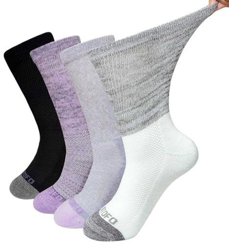 ZFSOCK Chaussettes Diabétiques Homme Femme: Sans Elastique Sans Couture Non Comprimantes Amples Socquettes Classiques Diabetique en Coton Coussin 4 Paires Mi-mollet, Melange de couleurs 39-42