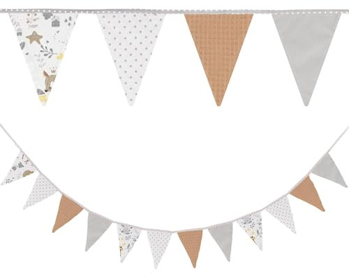 Wimpelkette Kinderzimmer Wimpel Girlande Outdoor Geburtstag Wimpelkette Stoff Deko Wetterfest 350 cm 12 Dreiecke (15 cm x 22 cm) Hirsch