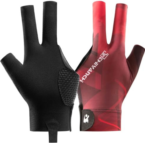 EIHI 1 Stück Billiards Billard Handschuh, Snooker Handschuhe, Billiard Pool Cue Gloves, Rot rutschfeste Poolhandschuhe, Verstellbare Poolhandschuhe, Geeignet für Pool-Spiele, Snooker, Carom-Spiele