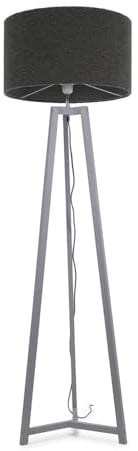 ValueLights | Grey Wood Tripod Floor Lamp with Charcoal Grey Boucle Drum Lampshade Living Room Light | Floor Lamps, Home Décor & Improvement Essential