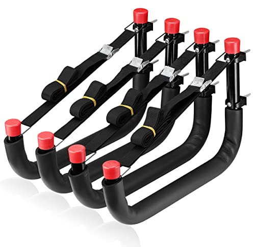 Kayak Storage Racks, 39.5CM Wall Mount Garage Storage Hooks for Kayaks, SUP, Paddle Boards and Surfboards, Heavy Duty Hangers with Lashing Straps, Each Hook can Hold up 45KG (26.5cm x 39.5cm)