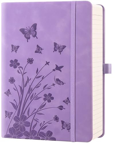 HwxBen Liniertes Notizbuch – 365 Seiten, PU-Leder-Tagebuch für Frauen, A5 College-Liniert, 100 g/m² Papier, für Arbeit, Notizen, Büro, Schule, Zuhause – Lavendel