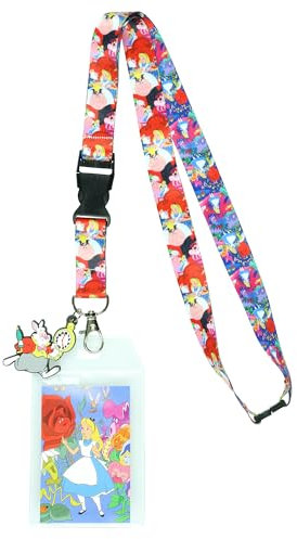Disney Cordon porte-badge Alice au pays des merveilles avec breloque en caoutchouc de 5,1 cm