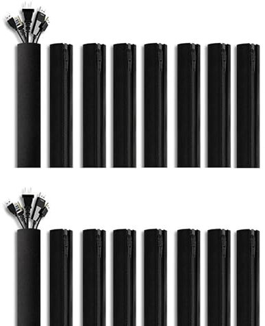 Wonder Care Lot de 32 Manchons de Protection en néoprène Souple pour câbles avec Fermeture éclair pour télévision, Ordinateur, Bureau, Maison (Noir, 48,3 à 50,8 cm)