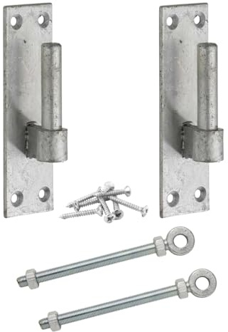Epsom Door Handle 19mm Galvanised Hook on Plate with 19mm X 150mm Adjustable Eye Heavy-Duty Gate Door Fitting Rust-Resistant for Sheds Stables Farm Gates