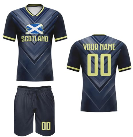 Personalisiertes Fußball Trikot mit dem Namen des Landes und der Nationalflagge Kinder Erwachsene Fußball Shorts&Trikots mit GRATIS Name Nummer Fußball Training Trikot