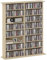 HOMCOM 720 CD/396 DVD Storage Unit, 396 Blu-ray Media Storage Shelf with 16 Compartments and 12 Adjustable Shelves, CD Tower for Living Room, Bedroom, Office, Nature Wood Finish