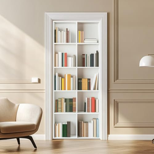 arricraft 2 feuille D'Autocollants pour Porte Autocollants Muraux en PVC pour Bibliothèque Porte Blanc 80cm X 200cm Décoration pour Chambre à Coucher Salon