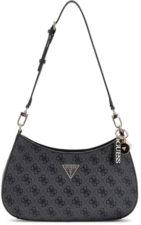 GUESS Noelle II Top Zipper Shoulder Bag Coal Logo