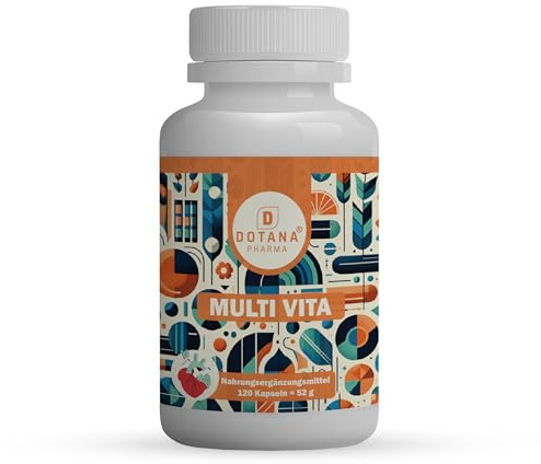 Dotana Pharma Multi Vita Komplex – 120 Kapseln (60 Tage Vorrat) – Hochdosiert mit K2 MK7 & Spirulina – Vitamine A-Z für Immunsystem, Energie & Zellschutz – Laktosefrei, Zuckerfrei – Made in Germany