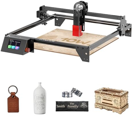 LONGER 10W Lasergravierer mit 3,5 Touchscreen, 0,06 mm Präzisionslaser und 10.000 mm/min Geschwindigkeit. Offline nutzbar, ideal zum Gravieren von Holz, Metall, Acryl und Glas