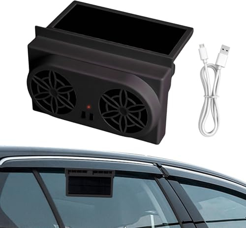 Jubilofex Auto Fenster Lüfter Solar angetrieben | Kühlende Solarenergie angetriebene Auto Ventilator | Wiederaufladbare tragbare Ventilator Mit Kühlfunktion Für Reisemobil LKW Und Outdoor-Reisen