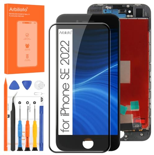 Arbilato Screen Replacement for iPhone SE 2022 LCD Display for iPhone SE3 SE 3rd Gen Screen Touch Digitizer Assembly with Repair Kit,A2783 A2595 A2785 A2782 (Black,Incell)