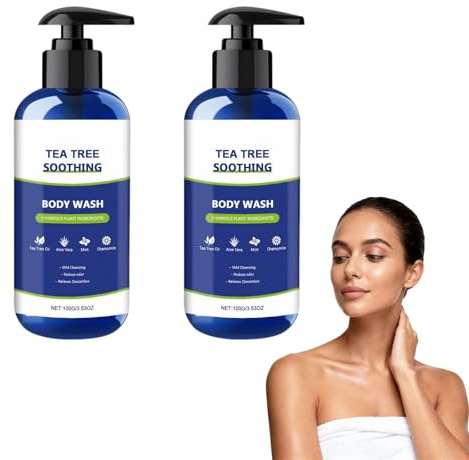 Tea Tree Soap Body Wash - Refreshing Tea Tree Mint Shower Gel, Fights Body Odors, Odors Control, Soothes Irritated & Itchy Skin, Suitable for All Skin Types, Doubles as Foot Wash & Intimate (2PCS)