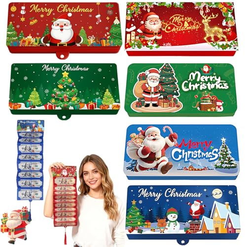 6 Stück Weihnachten Geldgeschenk Verpackung, Weihnachtskarte Geldgeschenk mit Umschlag für Kleine Weihnachtsgeschenke für Kollegen, Weihnachtsgeschenkumschlag mit Quasten