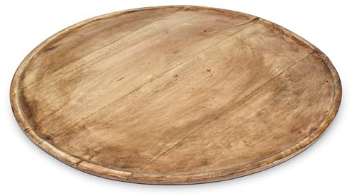 Mangoholz Servierplatte Natur lebensmittelecht - 37cm | Massivholz Dekotablett rund groß Kerzentablett Deko Holz Tablett Weihnachten Advent Hochzeit Dekoration